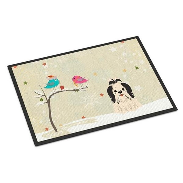 Carolines Treasures Carolines Treasures BB2560JMAT Christmas Presents Between Friends Shih Tzu Black White Indoor or Outdoor Mat; 24 x 0.25 x 36 in. - BB2560JMAT