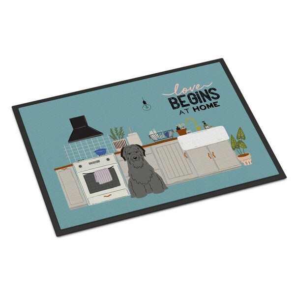 Carolines Treasures 18 x 27 in. Black Briard Kitchen Scene Indoor or Outdoor Mat - CK7785MAT