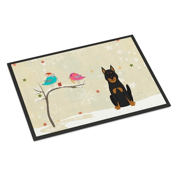 Carolines Treasures Christmas Presents Between Friends Beauce Shepherd Dog Indoor or Outdoor Mat, 24 x 0.25 x 36 in. - BB2552JMAT