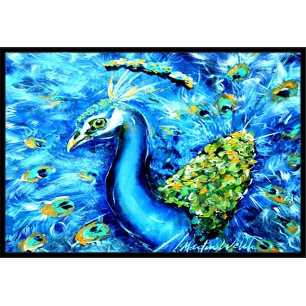 Carolines Treasures Carolines Treasures MW1166JMAT Peacock Straight Up In Blue Indoor Or Outdoor Mat 24 x 36 In. - MW1166JMAT