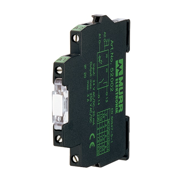 Módulo de acoplador óptico Murr Elektronik MIRO 6.2, ENTRADA: 30 VCD - SALIDA: 48 VCD / 1 A, terminal tipo tornillo de 6.2 mm - 52515.