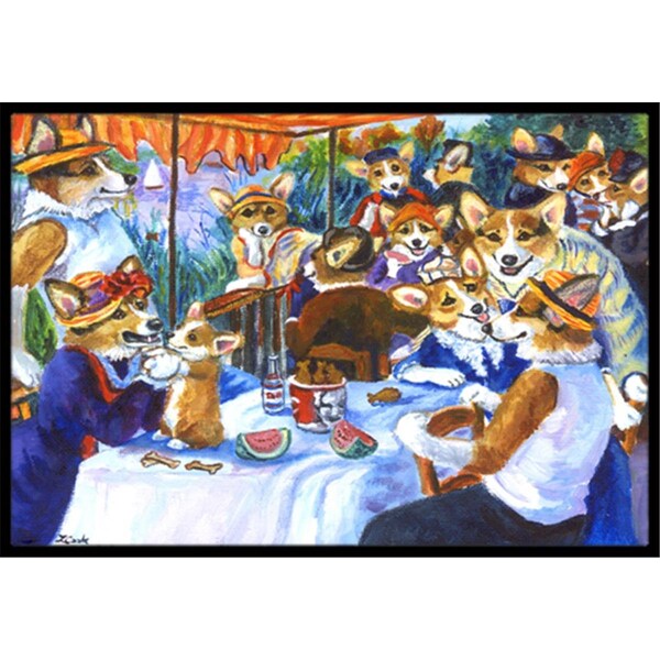 Carolines Treasures Corgi Boating Party Indoor and Outdoor Mat- 18 x 27 in. - 7321MAT