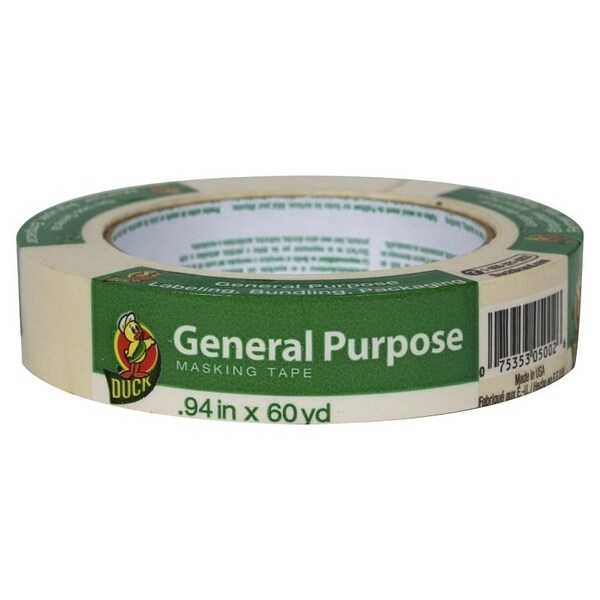 Duck Brand 394693 Masking Tape, 60 yd L, 094 in W, Beige - 286509