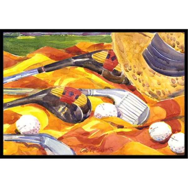 Carolines Treasures Golf Clubs Golfer Indoor Or Outdoor Mat - 18 x 27 in. - 6063MAT