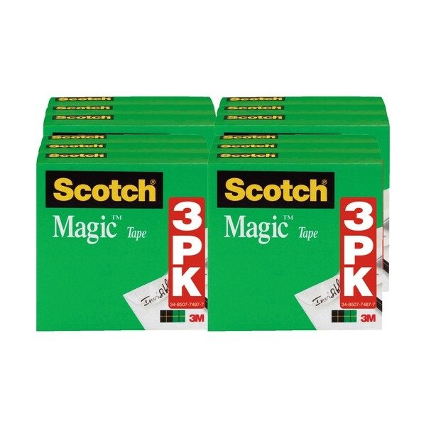 3M Commercial Tape, Roll, Inv, 1/2X1296in, 4PK - MMM810H3BD