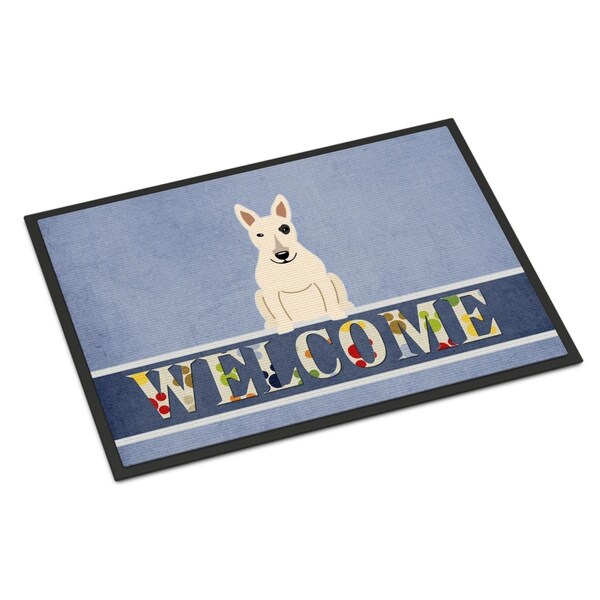 Carolines Treasures 18 x 27 in. Bull Terrier White Welcome Indoor or Outdoor Mat - BB5719MAT