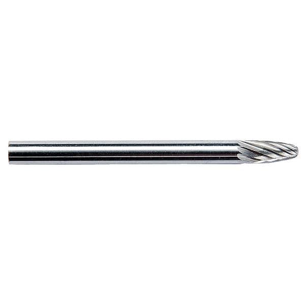 Zoro Select Carbide Bur, Pointed Cone, 1/8 - 19D742