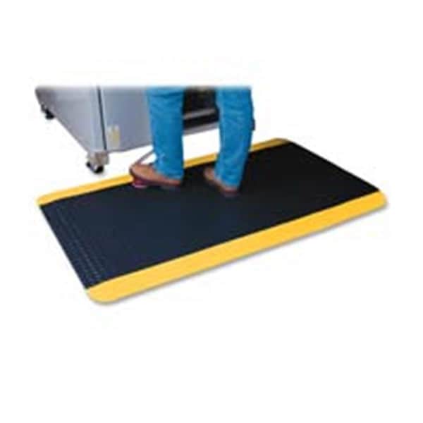 Dwellingdesigns Anti-Fatigue Mat- Beveled Edge- 3ft.x5ft.- Yellow Border- Black - DW1625134