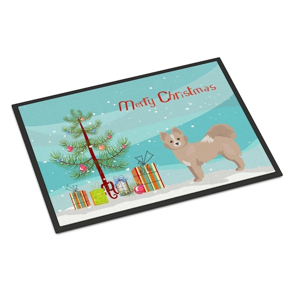 Carolines Treasures 18 x 27 in. Tan Pomchi Christmas Tree Indoor or Outdoor Mat - CK3860MAT