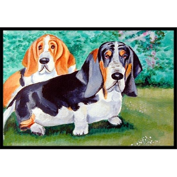 Carolines Treasures Carolines Treasures 7061MAT Basset Hound Double Trouble Indoor Or Outdoor Mat - 18 x 27 in. - 7061MAT