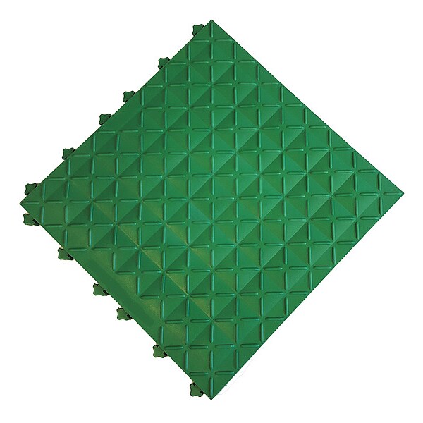 Ergo Advantage Safe-Flex Interlocking Antifatigue Mat Tile, 1 in Thickness, Vinyl, 10 PK - A1-GRN