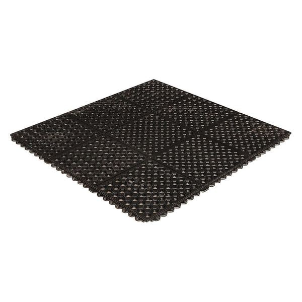 Crown Matting Technologies Interlocking Drainage Mat, Rubber, 3 ft. W x 5/8" Thick - KM RG33BK