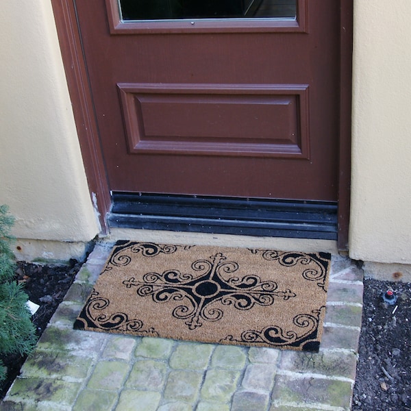 Rubber-Cal "French Provincial Doormat Kit" - 2 Coir Front Doormats and 1 Boot Scraper - 10-108-015