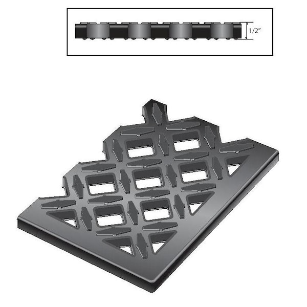 Rhino Mats E-Series Drainage Mat, Rubber, Drainage Holes, 3 ft W x 3 ft L, Black - DX-3636B