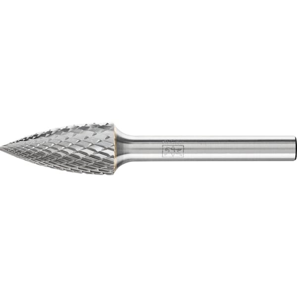 Pferd Carbide Bur - Tree Shape (Pointed), DIA Cut - 1/2" x 1" x 1/4" Shank - SG-5 - 24813