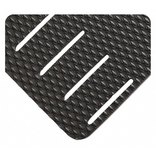Wearwell Antifatigue Mat, 32 ft. L x 2 ft. W, 3/8" Thickness, Textured Drainage Slotted, Black - 475.38X2X32SLTBK