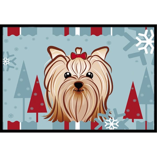 Jensendistributionservices Winter Holiday Yorkie Yorkishire Terrier Indoor & Outdoor Mat, 18 x 27 in. - MI2556736