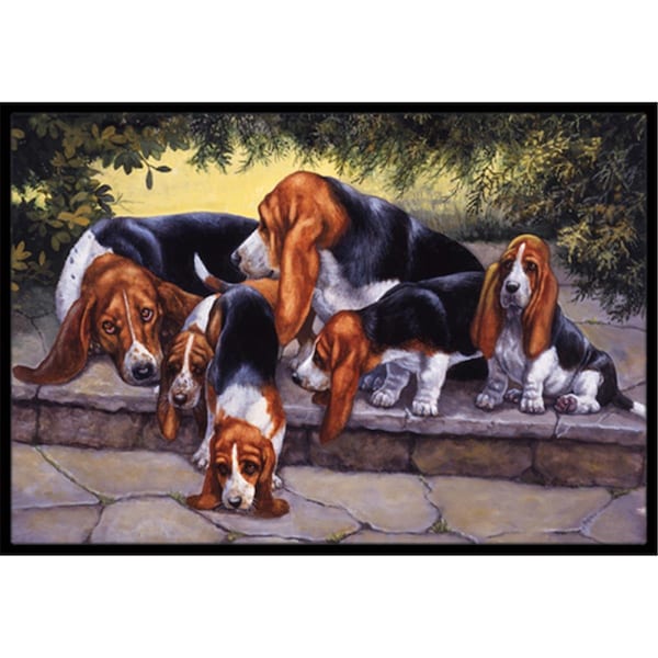 Jensendistributionservices Basset Hound Puppies, Momma & Daddy Indoor or Outdoor Mat, 24 x 36 - MI2557339