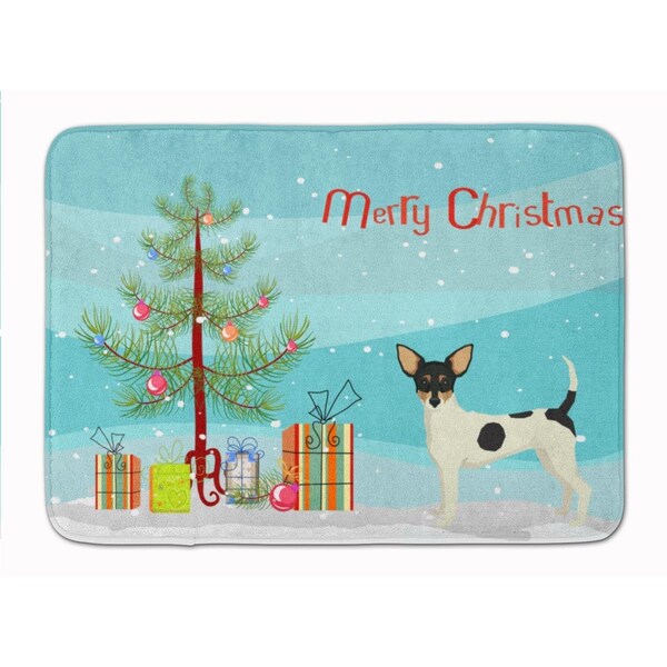 Carolines Treasures Toy Fox Terrier Christmas Tree Machine Washable Memory Foam Mat - CK3567RUG