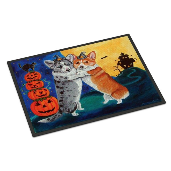 Carolines Treasures 18 x 27 in. Corgi Halloween Scare Indoor or Outdoor Mat - 7413MAT