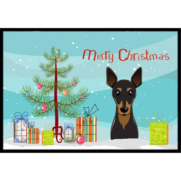 Carolines Treasures Christmas Tree and Min Pin Indoor or Outdoor Mat- 18 x 27 - BB1612MAT