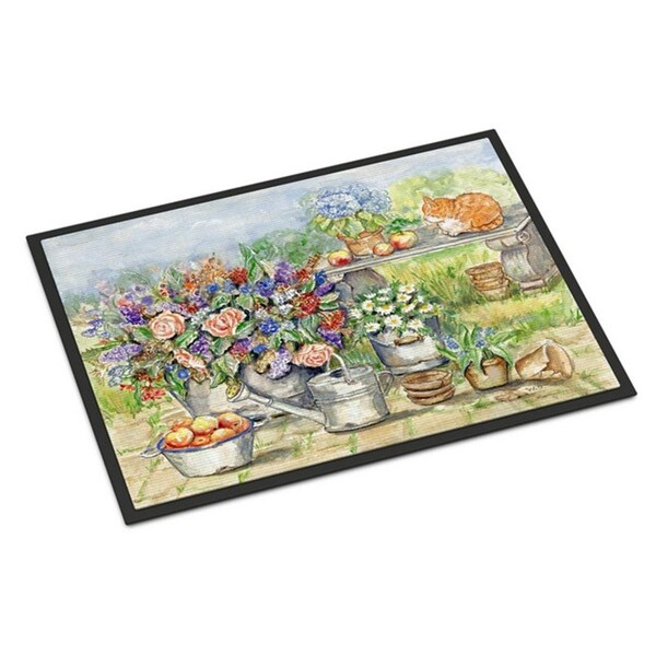 Carolines Treasures Patio Bouquet and Cat Indoor or Outdoor Mat, 24 x 36 in. - APH3567JMAT