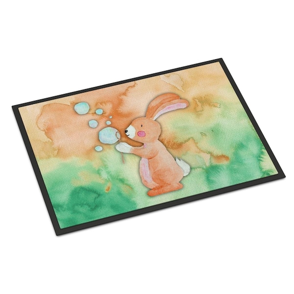 Carolines Treasures 24 x 36 in. Rabbit & Bubbles Watercolor Indoor or Outdoor Mat - BB7349JMAT