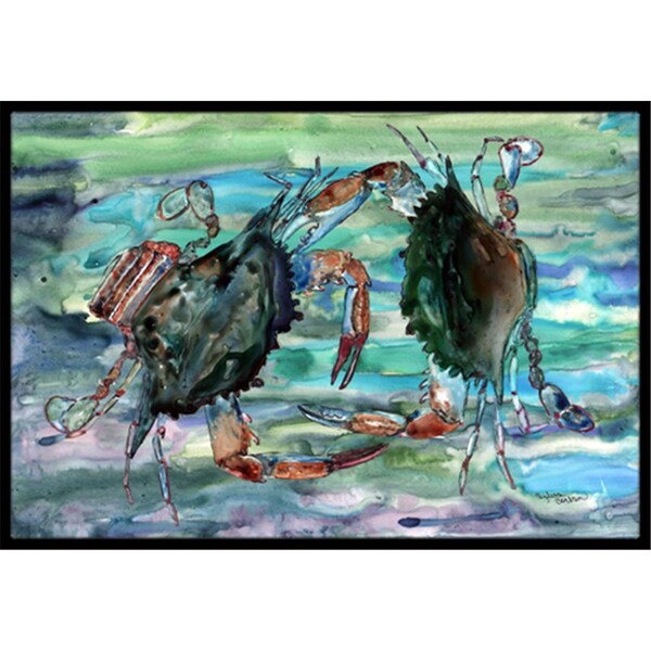 Carolines Treasures Watery Teal And Purple Crabs Indoor and Outdoor Mat- 18 x 27 in. - 8954MAT