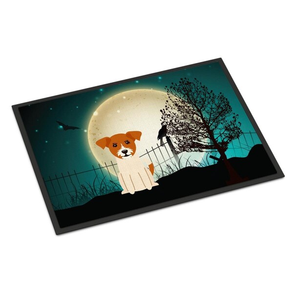Carolines Treasures 18 x 27 in. Halloween Scary Jack Russell Terrier Indoor or Outdoor Mat - BB2298MAT