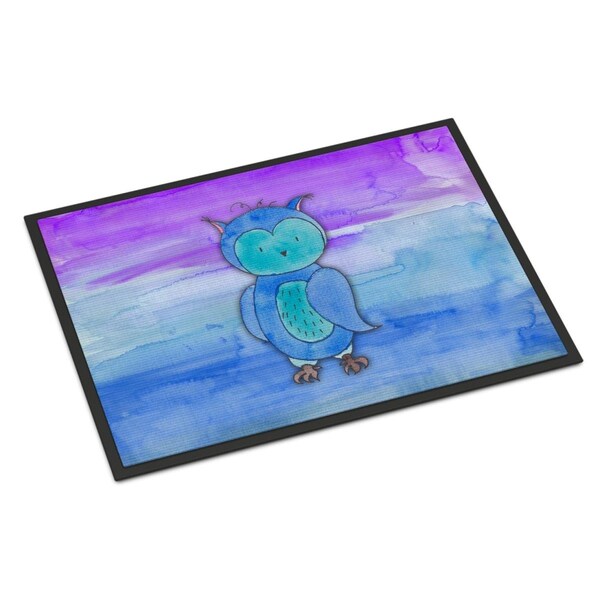 Carolines Treasures 18 x 27 in. Blue Owl Watercolor Indoor or Outdoor Mat - BB7426MAT