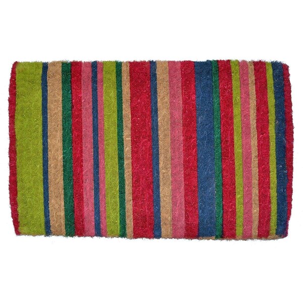 Jensendistributionservices Imports Decor Stripe Printed Coir Door Mat, Multicolor - MI2592398
