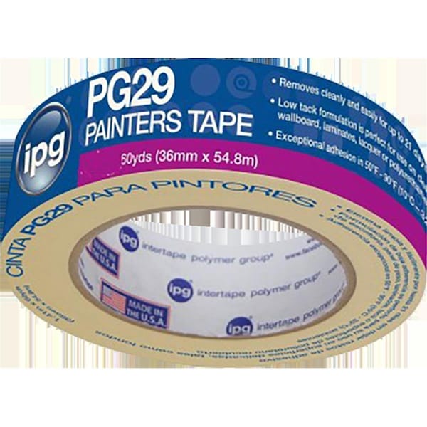 Intertape PG29 1.5 in. x 60 Yards Premium Grade Low Tack Masking Tape Bulk, Beige - 87143001828
