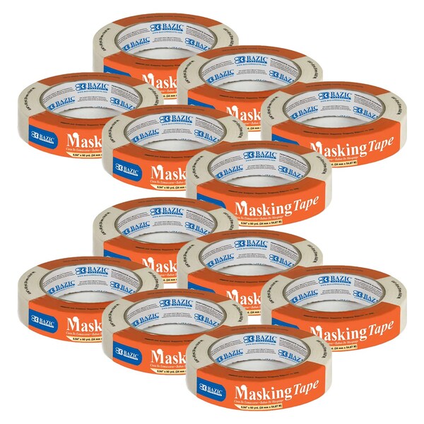 Bazic Products General Purpose Masking Tape, 0.94in. x 2160in. 60 Yards, 12PK - 952