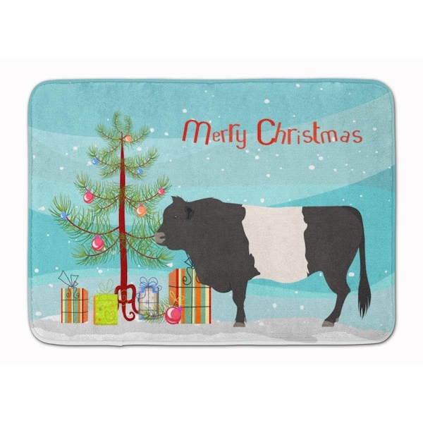 Carolines Treasures Belted Galloway Cow Christmas Machine Washable Memory Foam Mat - BB9198RUG