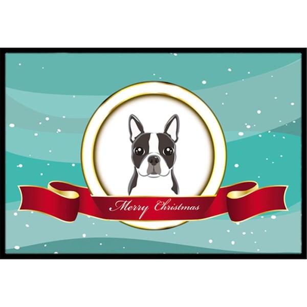 Jensendistributionservices Boston Terrier Merry Christmas Indoor & Outdoor Mat, 24 x 36 in. - MI2556665
