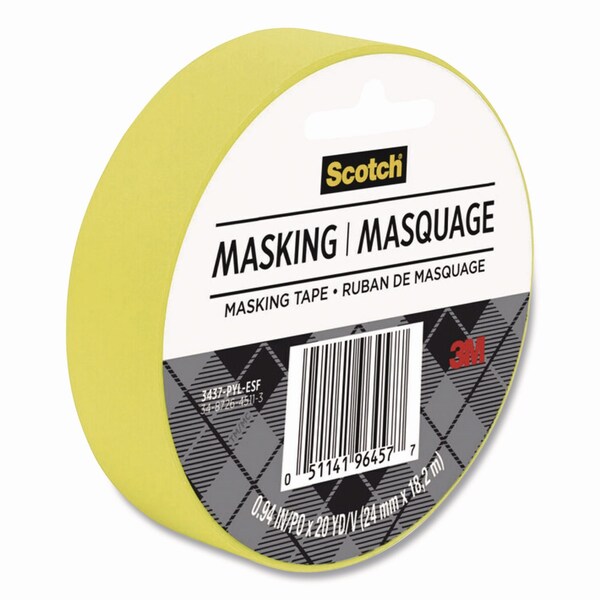 Scotch Expressions Masking Tape, 3in Core, 0.94in x 20 yds, Yellow - 3437-PYL
