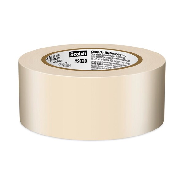 Scotch Commercial-Grade Masking Tape for Production Painting, 3in Core, 1.88in x 60 yds, Natural - 2020-2A-BK