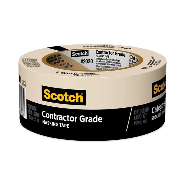 Scotch Commercial-Grade Masking Tape for Production Painting, 3in Core, 1.88in x 60 yds, Natural - 2020-2A-BK
