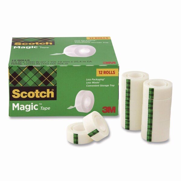Scotch Magic Tape Cabinet Pack, 1in Core, 0.75in x 27.7 yds, Clear, 12PK - 810K-12-CP