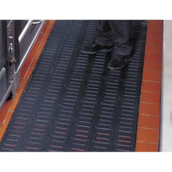 Notrax Antifatigue Runner, Nitrile Rubber, Slotted, 3 ft W x 12 ft L, Black - 755S0312BL