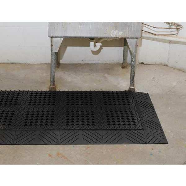 Notrax Interlocking Drainage Mat, 5 ft L x 30 in W, 1 in Thickness, PVC, Diamond, Black - 620S3060BL