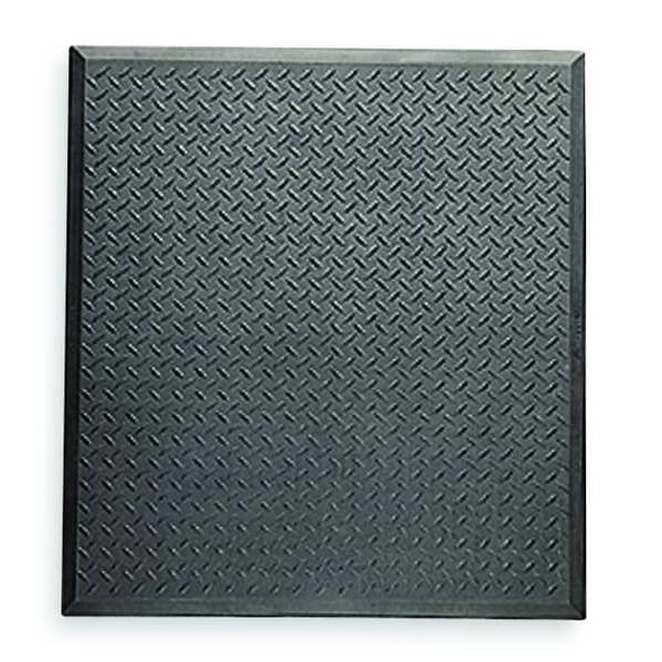 Notrax Antifatigue Mat, 2 ft. 7" L x 2 ft. 4" W, 1/2" Thickness, Rubber, Diamond Plate, Black - 545S2831BL