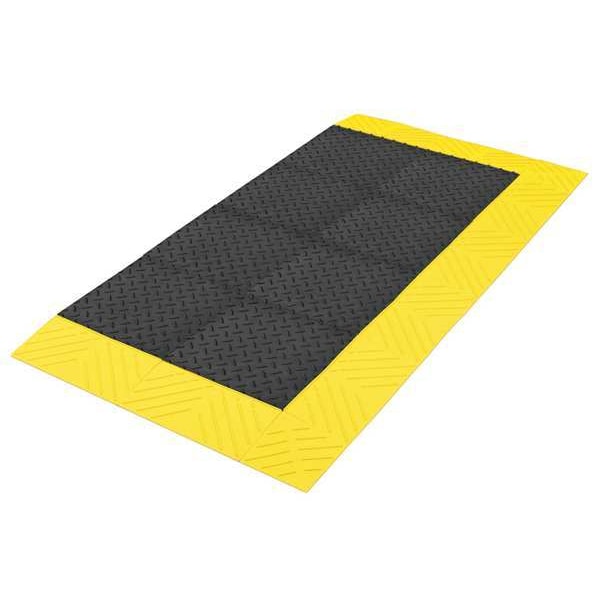 Notrax Antifatigue Mat, 36" L x 30" W, 1" Thickness, PVC, Diamond, Black/Yellow - 621S3036BY