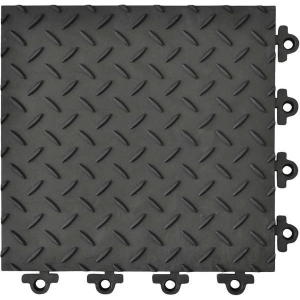 Notrax Interlocking Antifatigue Mat Tile, 12 in W x PVC, Black - 621STL12BL