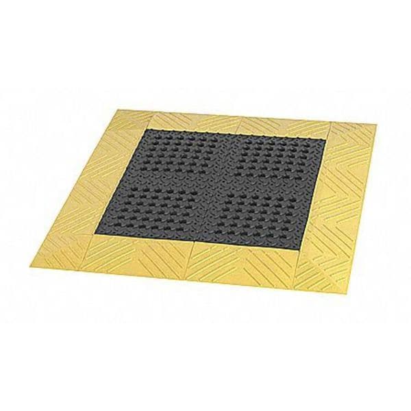Notrax Interlocking Drainage Mat, 6 ft L x 42 in W, 1 in Thickness, PVC, Diamond, Black - 620S4272BY