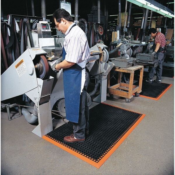 Notrax Antifatigue Mat, Rubber, Mini-Diamond Studded Top, 39 in W x 10 1/4 ft L, Black - 549S3124OB