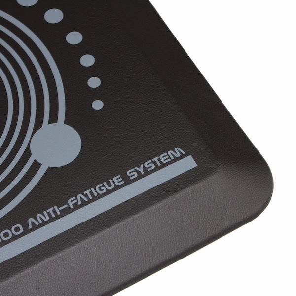 Floortex Antifatigue Mat, 24" L x 16" W, 0.7" Thickness, Leather Effect Vinyl, Midnight Black - FCA21624BK