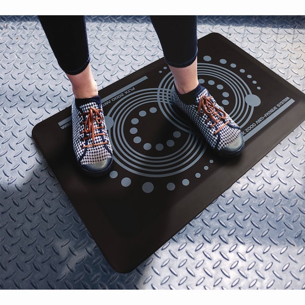 Floortex Antifatigue Mat, 24" L x 16" W, 0.7" Thickness, Leather Effect Vinyl, Midnight Black - FCA21624BK