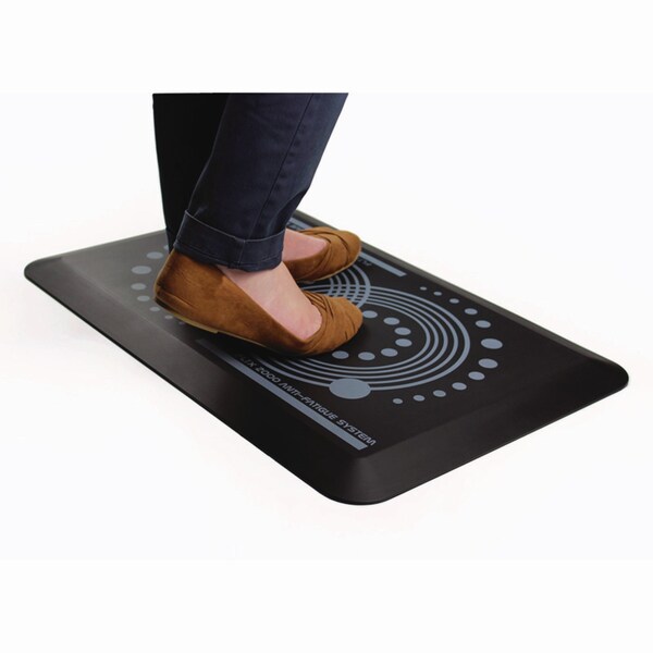 Floortex Antifatigue Mat, 24" L x 16" W, 0.7" Thickness, Leather Effect Vinyl, Midnight Black - FCA21624BK