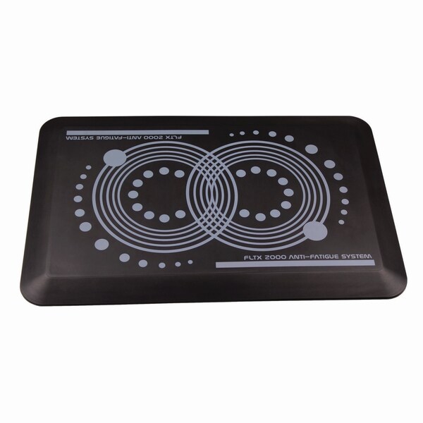 Floortex Antifatigue Mat, 24" L x 16" W, 0.7" Thickness, Leather Effect Vinyl, Midnight Black - FCA21624BK